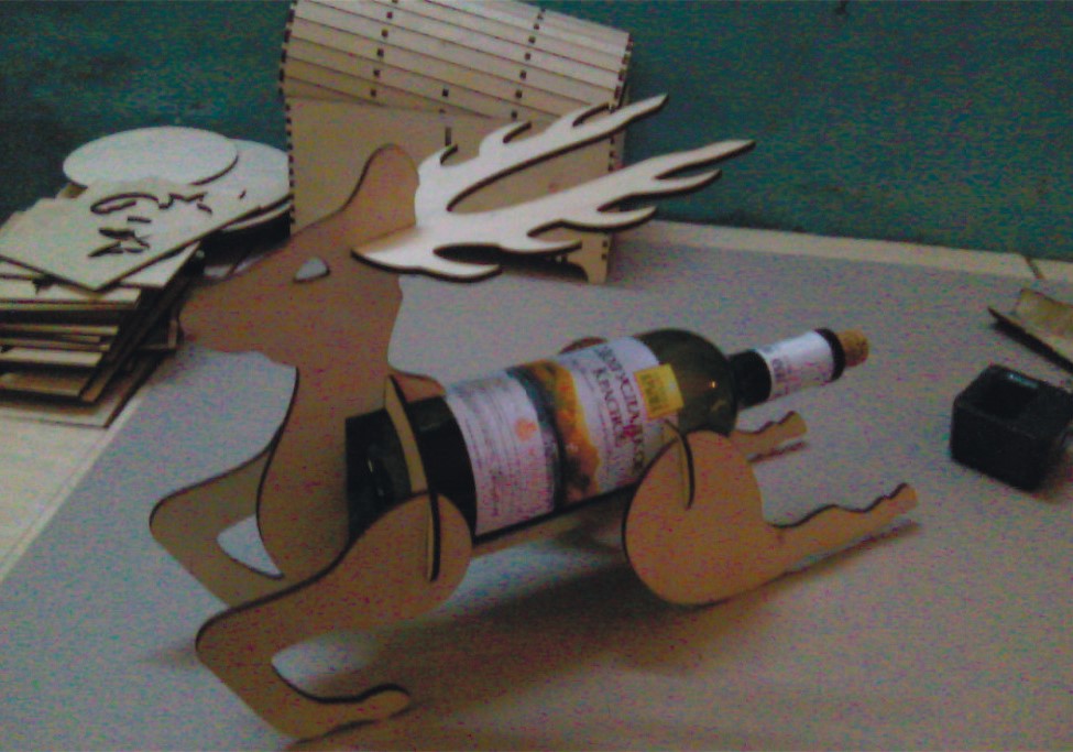 Laser Cut Deer Wine Holder Free DXF File