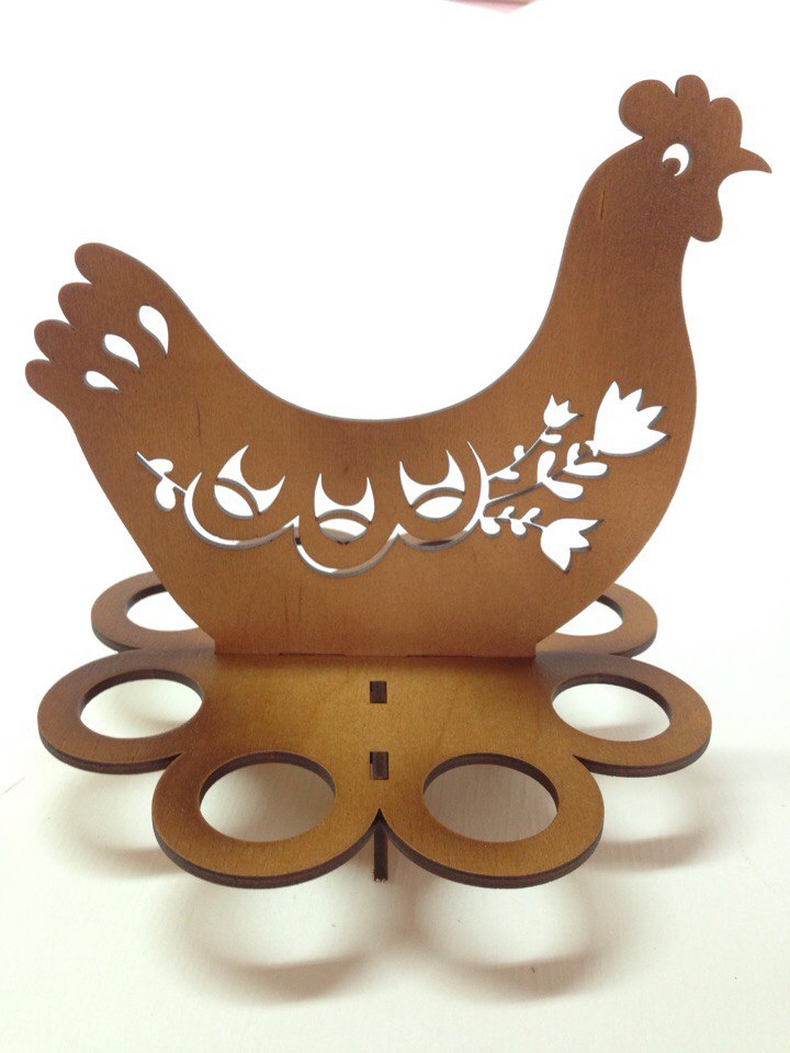 Laser Cut Design Wooden Hen Free Vector File