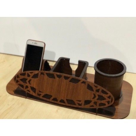 Laser Cut Desk Organizer Pen Mobile Holder Free Vector File