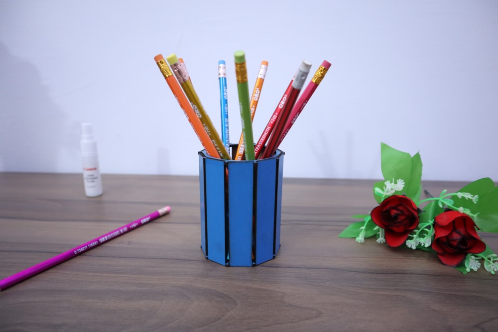Laser Cut Desk Pen Pencil Holder Free DXF File