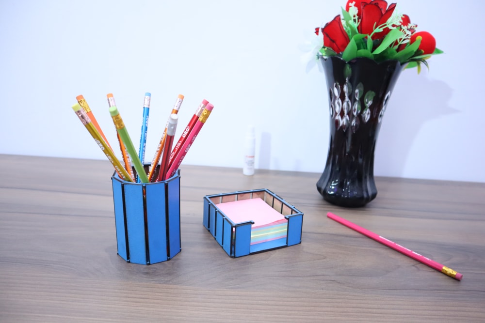 Laser Cut Desk Sticky Note Holder Free DXF File