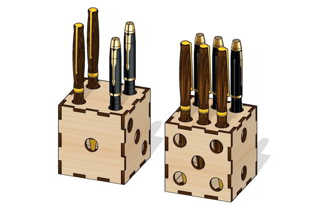 Laser Cut Dice Pen Holder Free Vector File