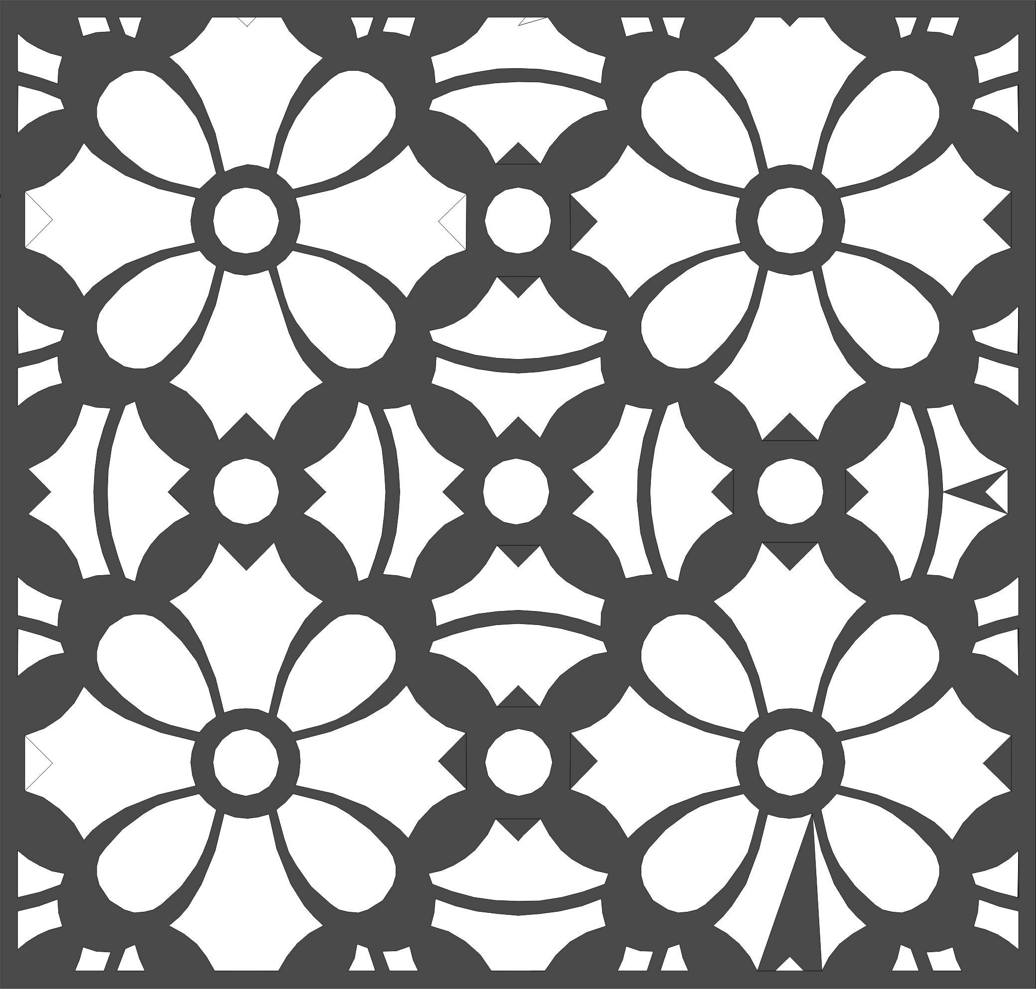 Laser Cut Divider Seamless Floral Lattice Stencil Panel Free DXF File