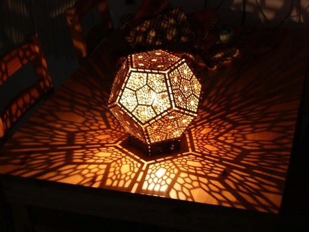 Laser Cut Dodecahedron Lamp Free DXF File