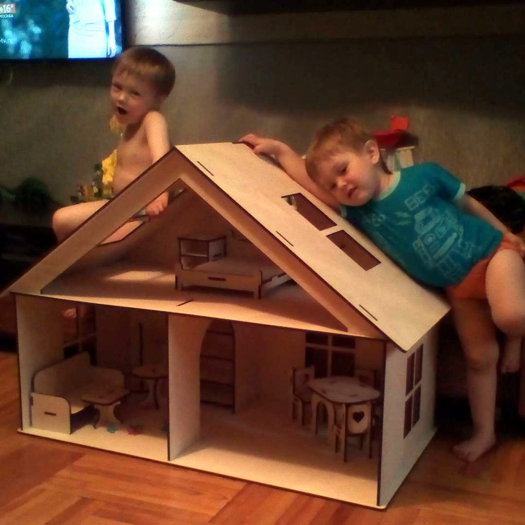 Laser Cut Doll House With Furniture 6mm Free DXF File