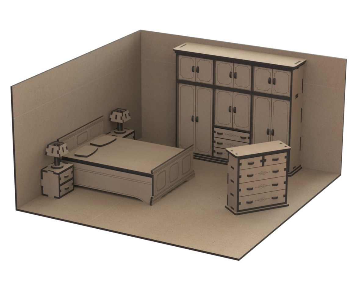 Laser Cut Dollhouse Kit Mini Furniture Free Vector File