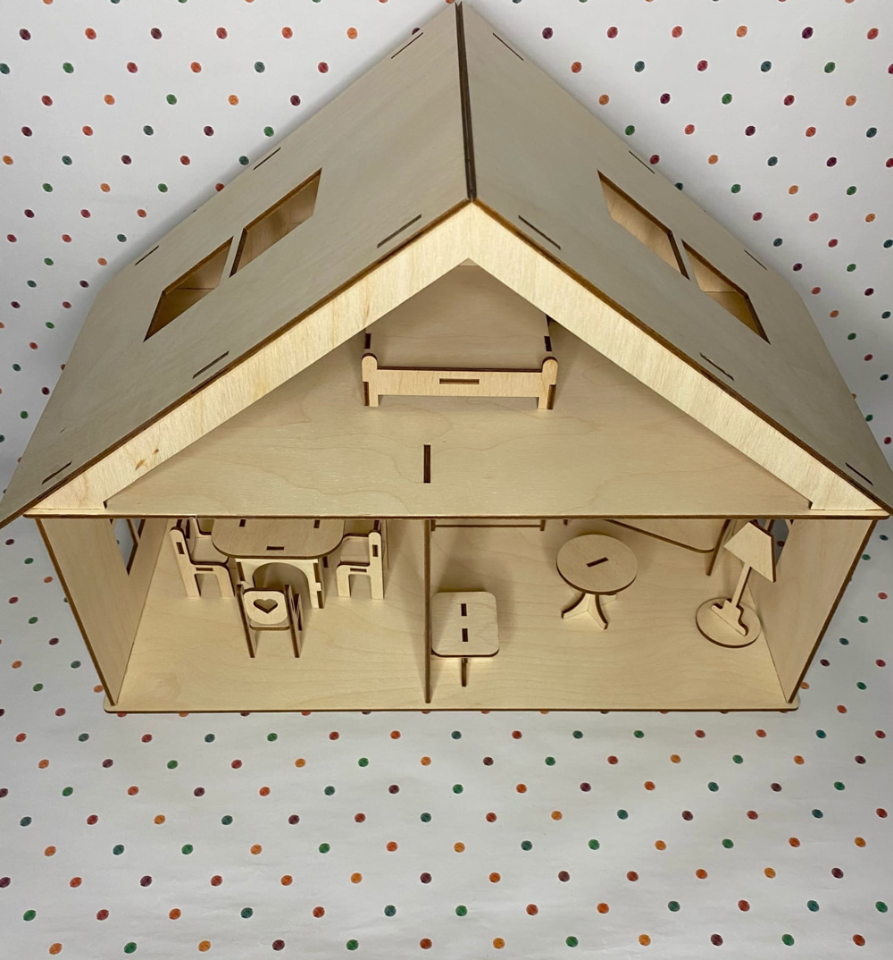 Laser Cut Dollhouse With Furniture Free Vector File
