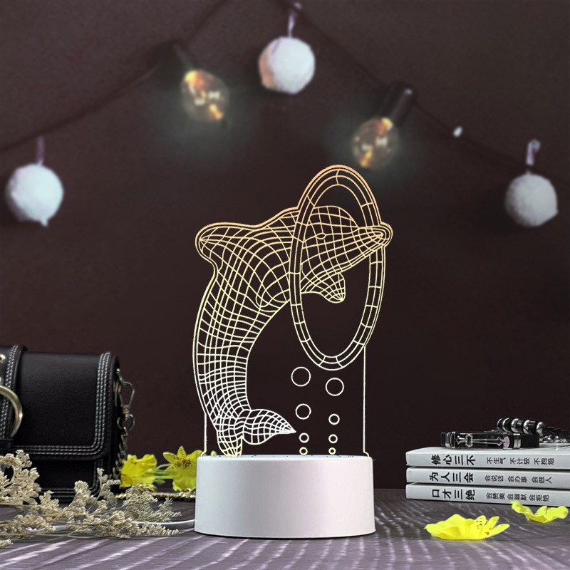 Laser Cut Dolphin 3d Acrylic Led Night Light Free Vector File