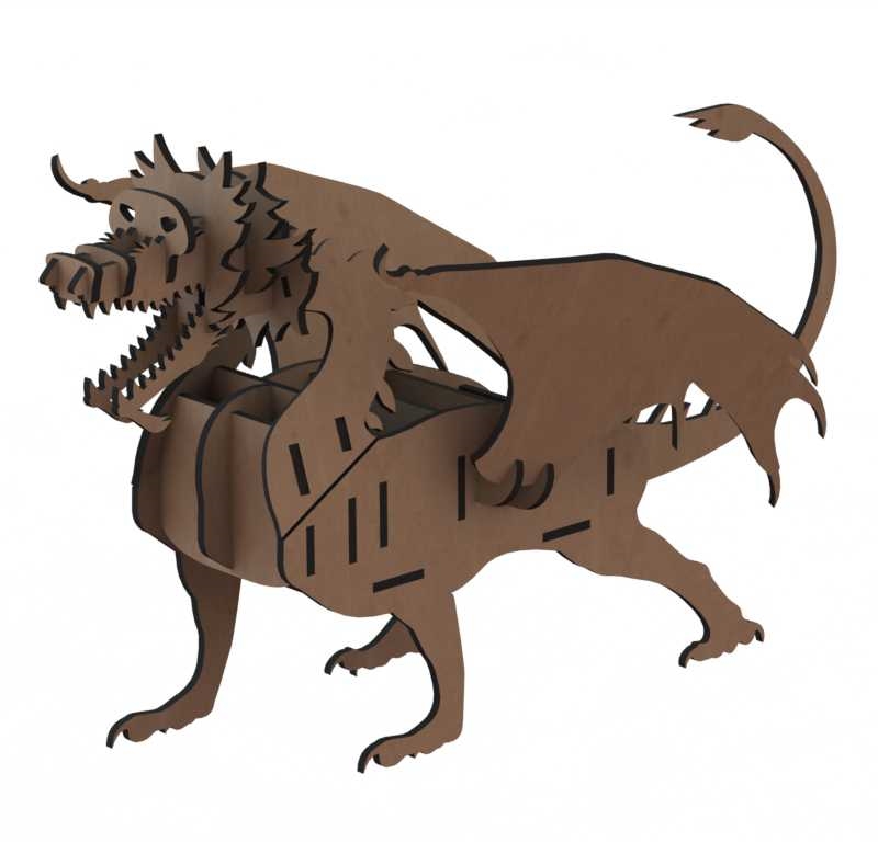Laser Cut Dragon Remote Control Holder Office Supplies Organizer Free Vector File