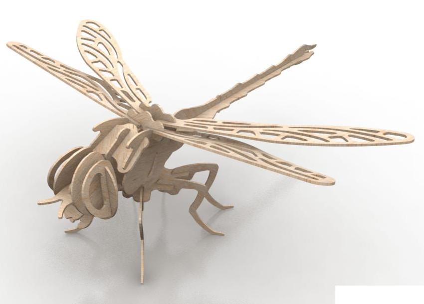Laser Cut Dragonfly 3d Puzzle Free DXF File