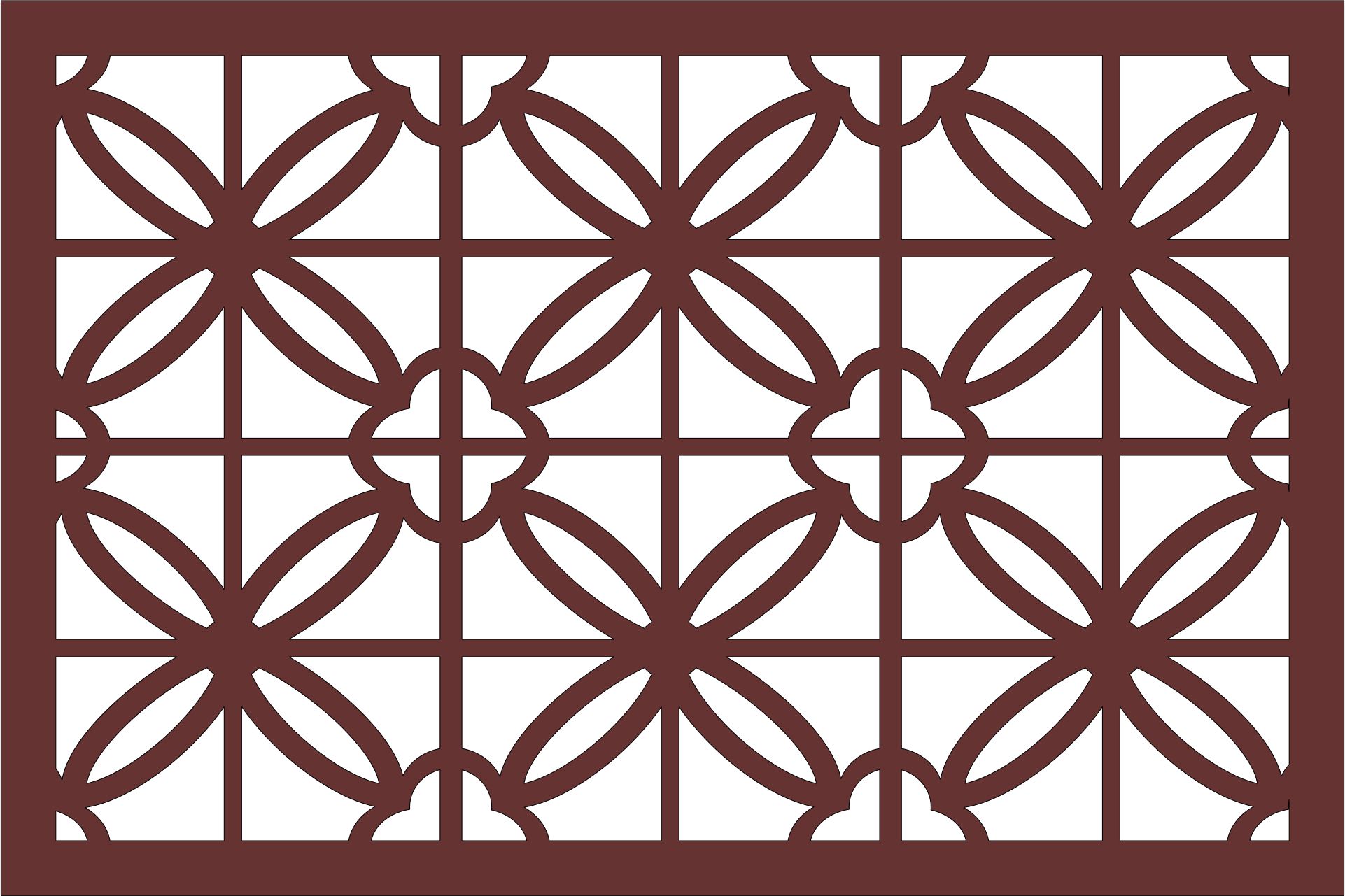 Laser Cut Drawing Room Lattice Floral Seamless Panel Free DXF File