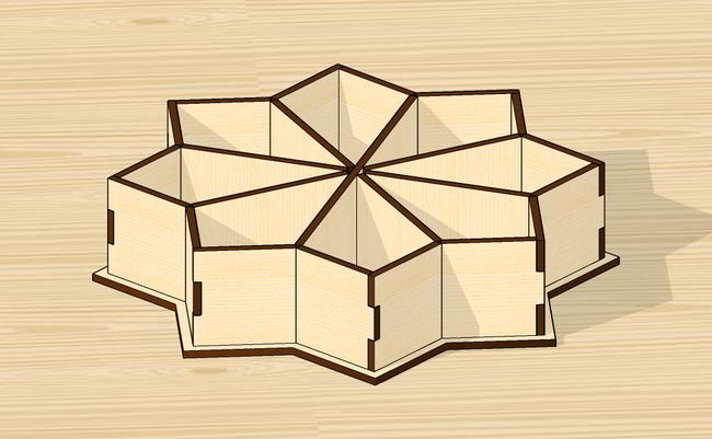 Laser Cut Dry Fruit Tray Candy Basket Free DXF File