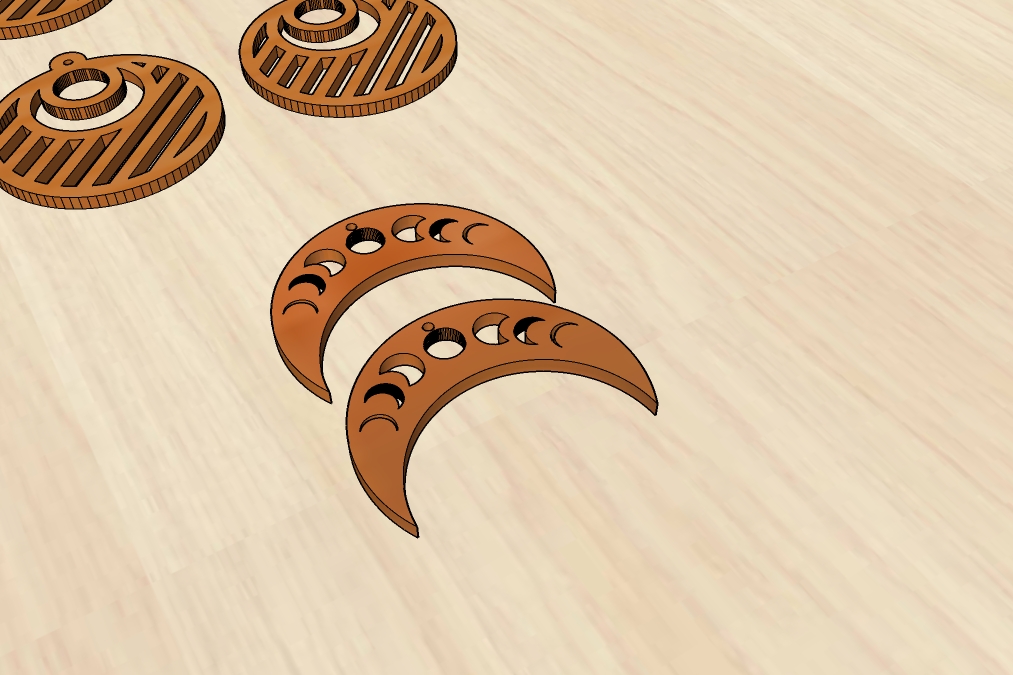 Laser Cut Earrings Wooden Moon Cycle Decoration Free Vector File