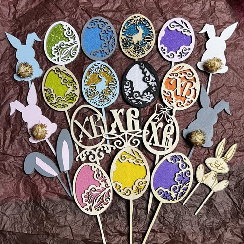 Laser Cut Easter Cake Decorations Bunny Cake Toppers Egg Toppers Free Vector File