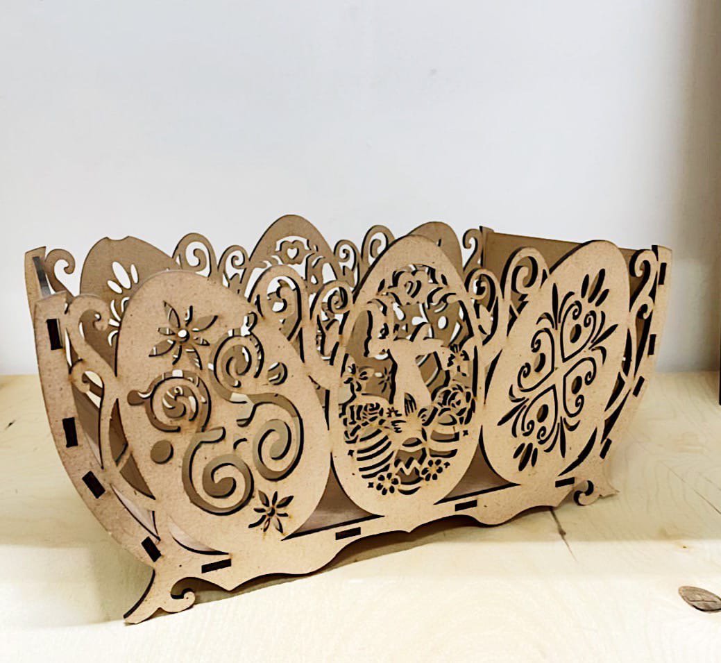 Laser Cut Easter Egg Basket Free Vector File