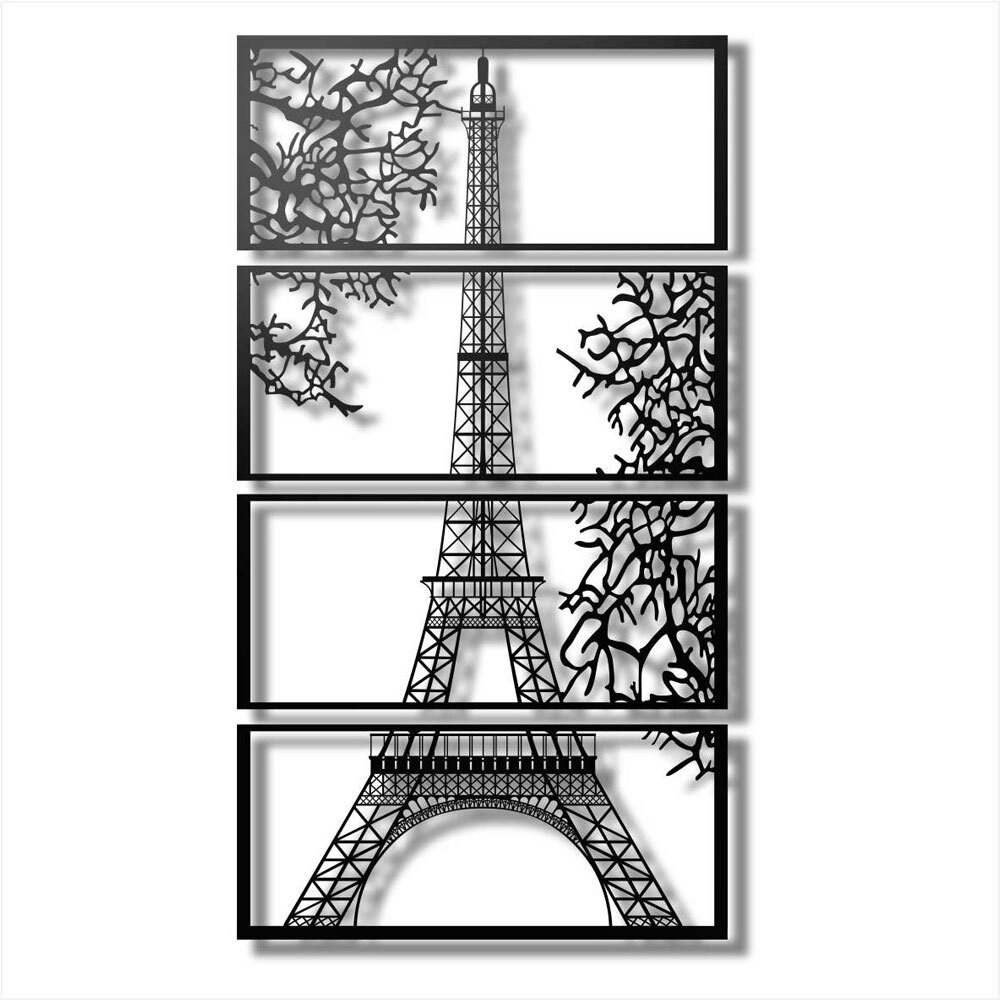 Laser Cut Eiffel Tower View Multi Panel Canvas Wall Art Free Vector File