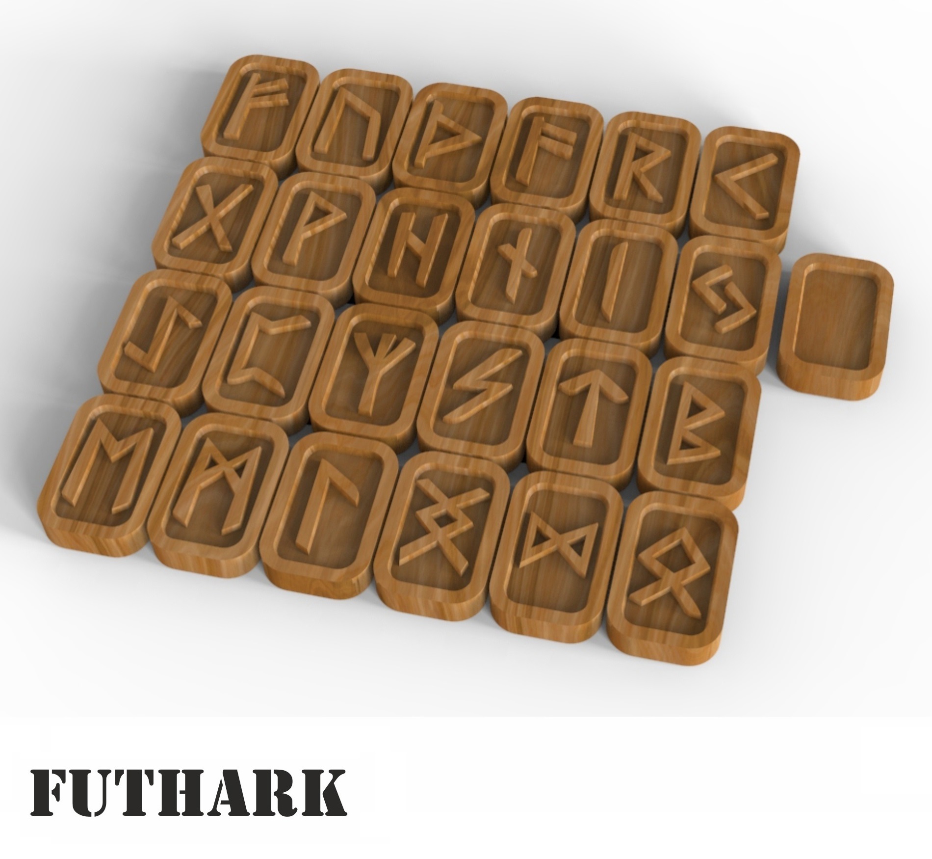 Laser Cut Elder Futhark Wooden Rune Set Free Vector File