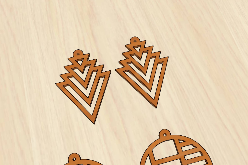Laser Cut Elegant Geometric Earrings Decorative Craft Jewelry Free Vector File
