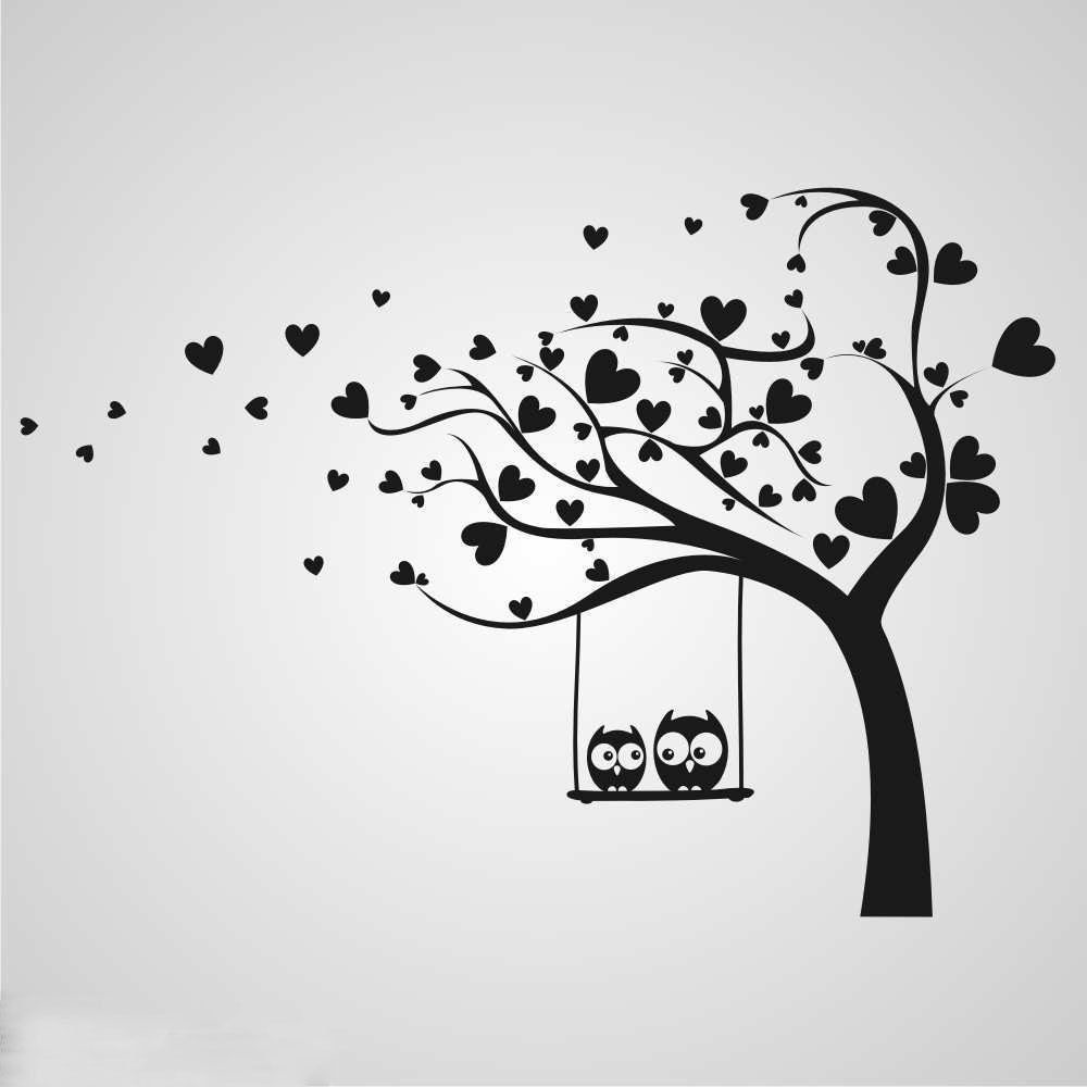 Laser Cut Engrave Valentine Tree With Owls Free Vector File