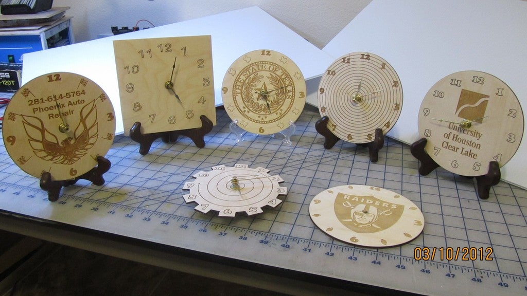 Laser Cut Engraved Wooden Clocks With Logos Free Vector File