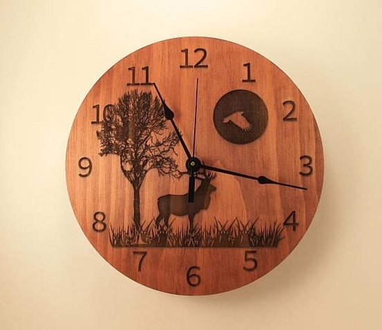 Laser Cut Engraving Deer Clock Free Vector File