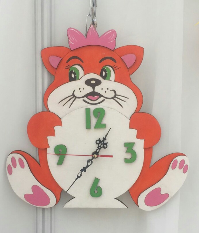 Laser Cut File Clock With Cat Kids Free Vector File