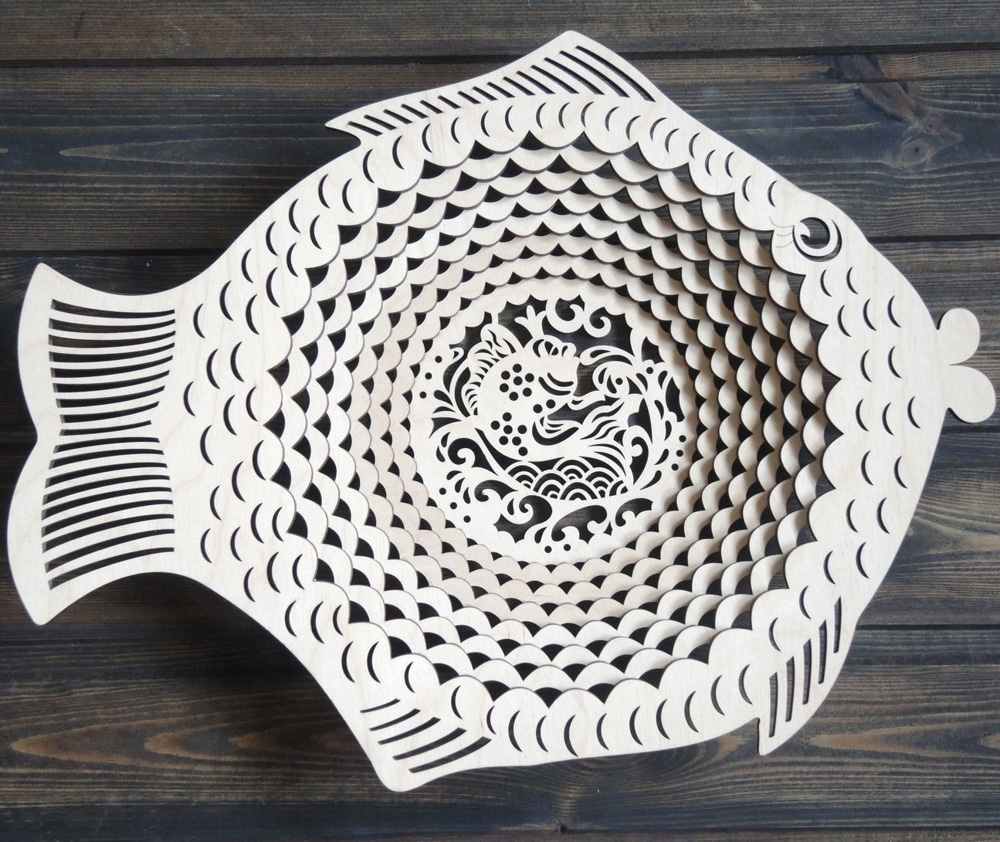 Laser Cut Fish Fruit Bowl Free Vector File