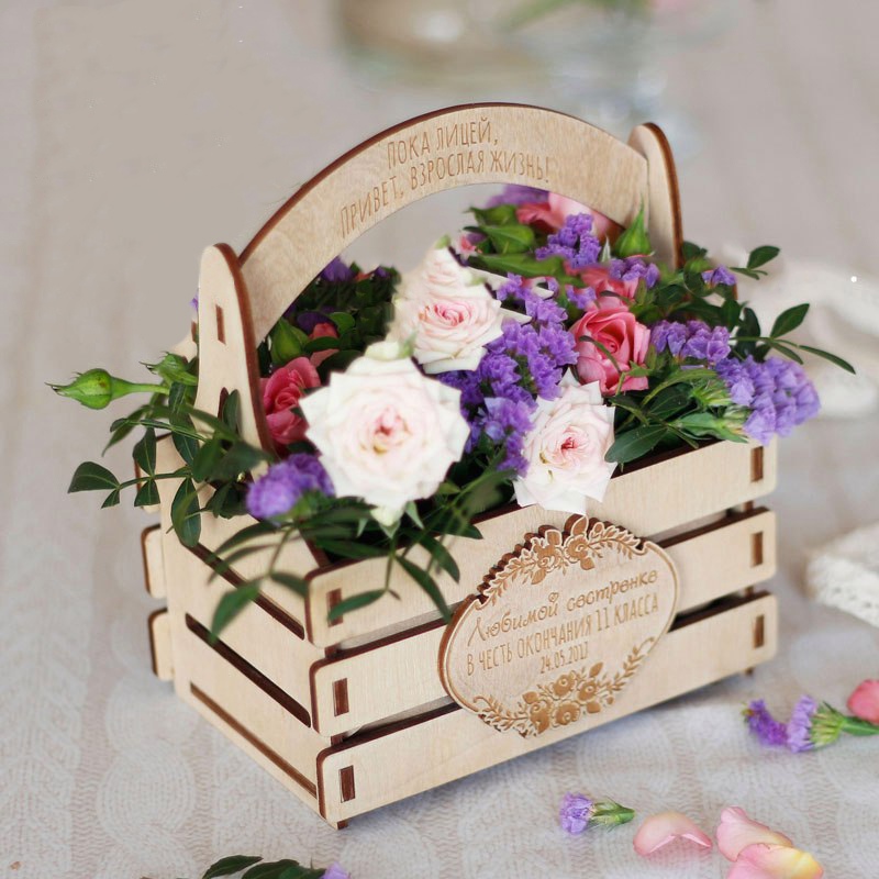 Laser Cut Flower Basket Free DXF File