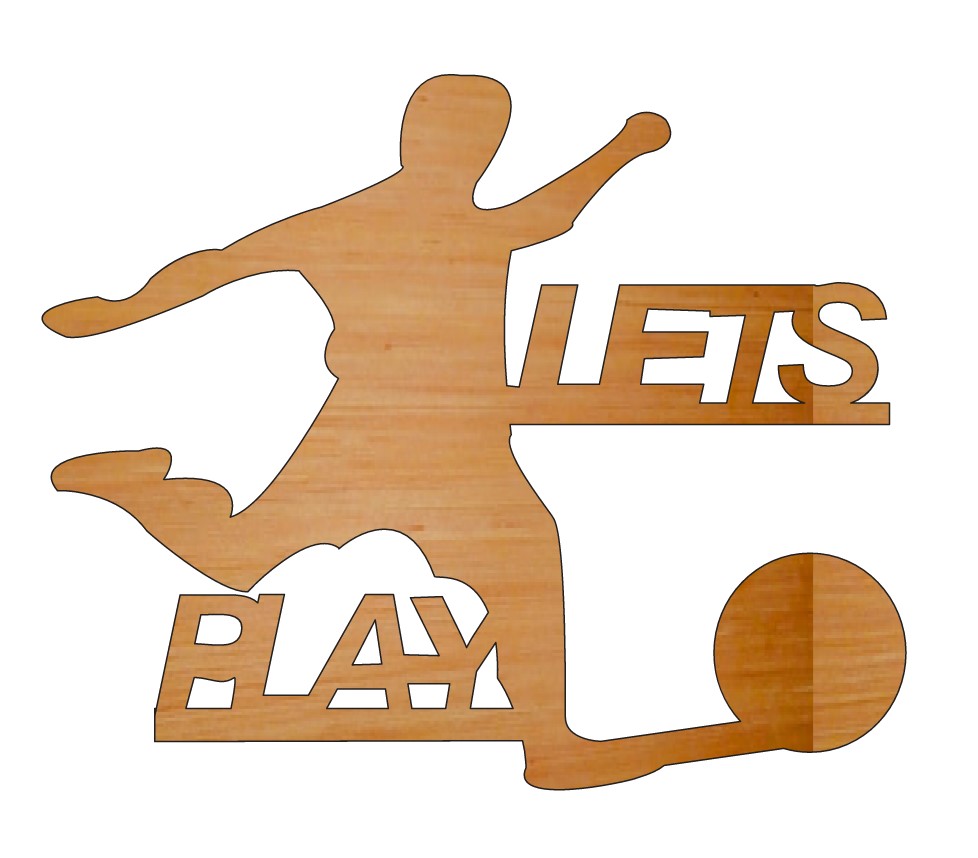 Laser Cut Football Player Lets Play Wooden Cutout Free Vector File