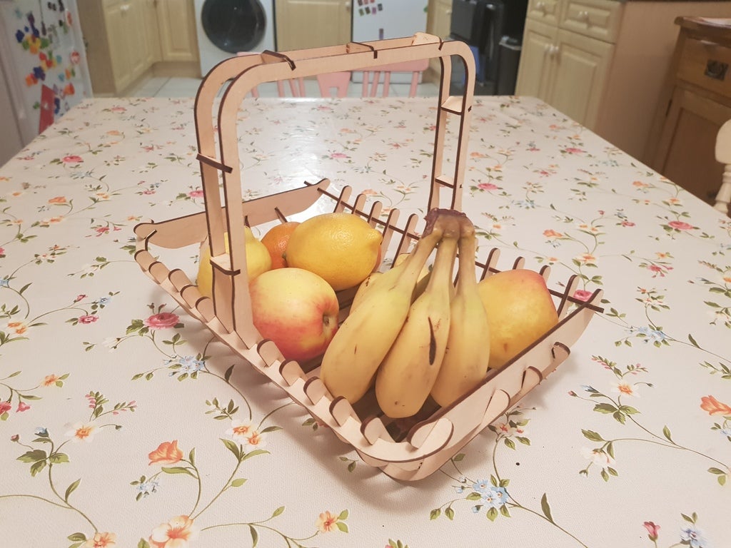 Laser Cut Fruit Basket 3mm Free DXF File