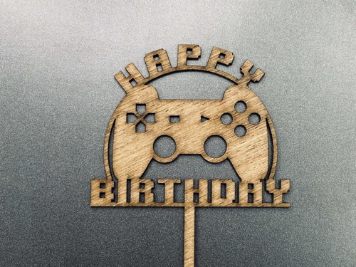 Laser Cut Gamer Cake Topper Birthday Decoration Free Vector File