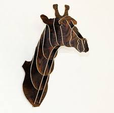 Laser Cut Giraffe Wooden Animal Head Free DXF File