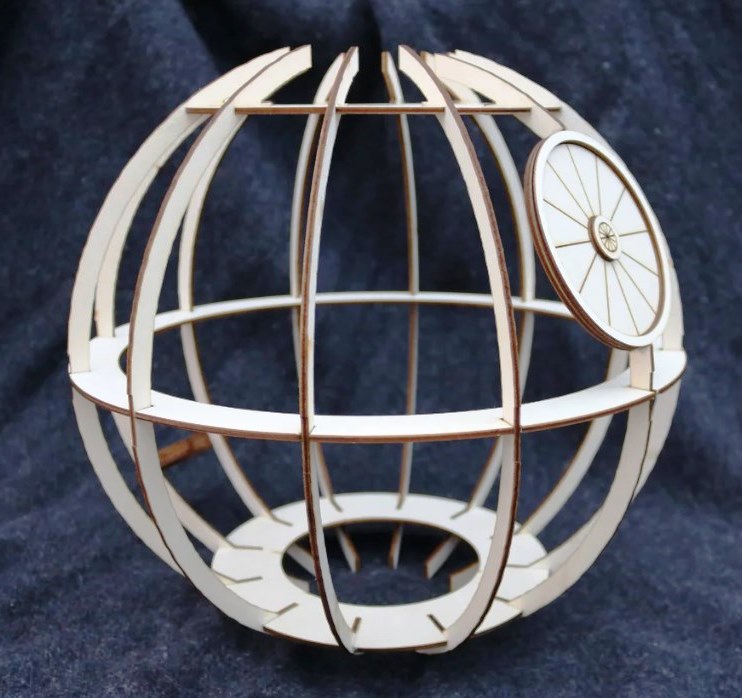 Laser Cut Global Shape Wooden Lamp Free Vector File