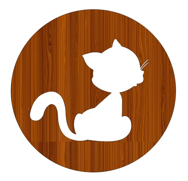 Laser Cut Graceful Cat Wooden Gift Tag Free Vector File