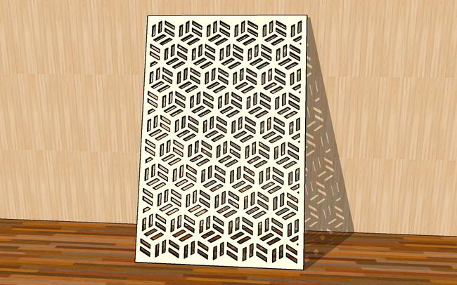 Laser Cut Grill Pattern Geometric Grid Room Divider Free Vector File