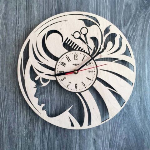 Laser Cut Hair Salon Wall Clock Beauty Salon Free Vector File