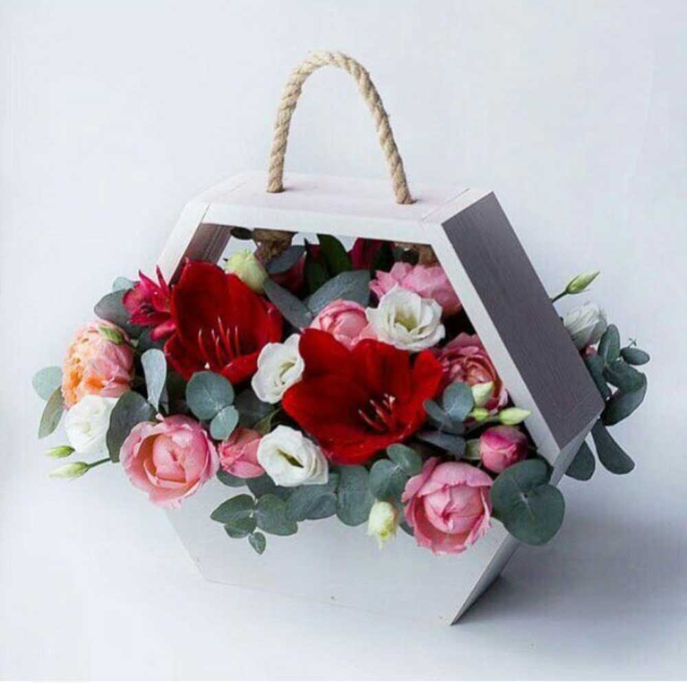 Laser Cut Hanging Flower Basket Valentines Day Decor Hexahedron Flower Box Free Vector File