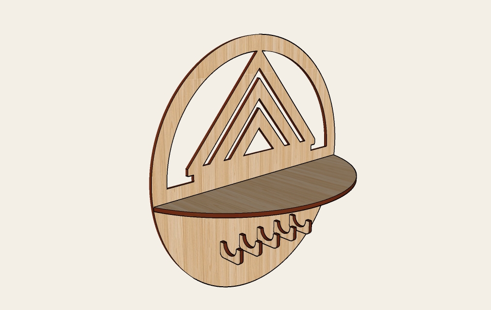 Laser Cut Hanging Shelf Wooden Key Holder Home Decor Wall Art Free DXF File
