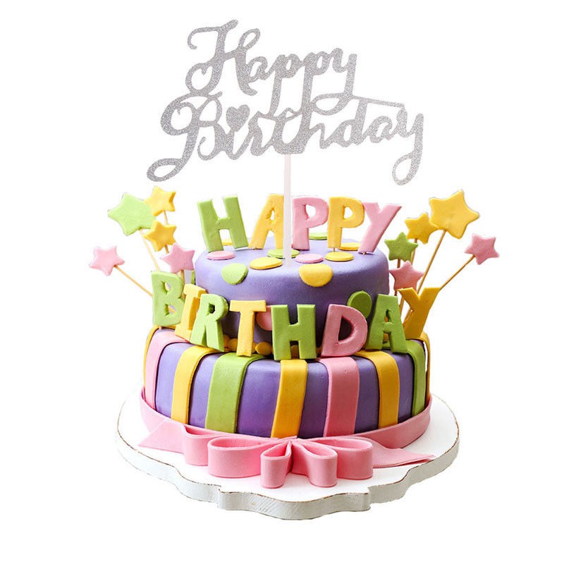 Laser Cut Happy Birthday Cake Topper Party Decoration Free Vector File