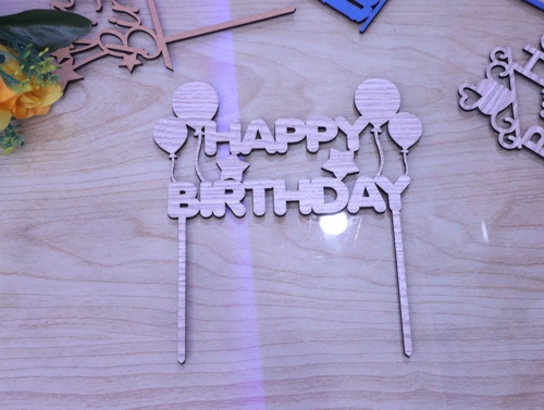 Laser Cut Happy Birthday Cake Topper With Balloons Free Vector File