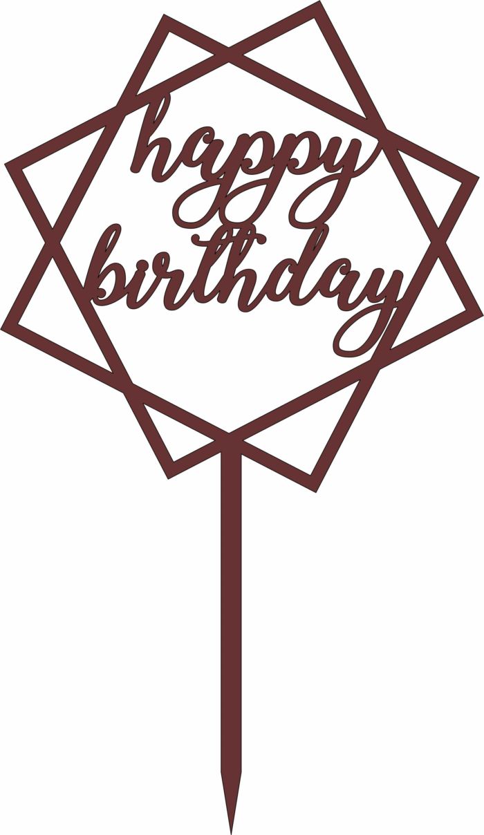 Laser Cut Happy Birthday Decorative Topper Free Vector File