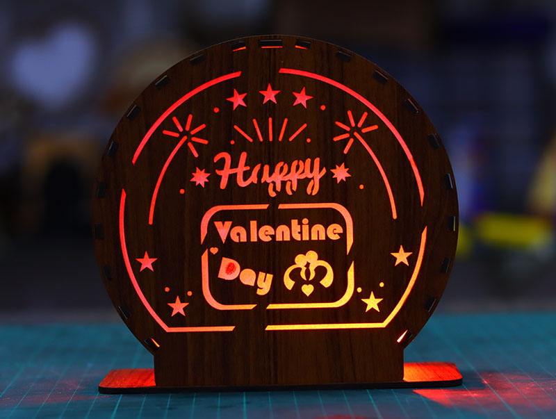 Laser Cut Happy Valentine Day Lamp Table Lamp Night Light Led Lamp 3mm Free Vector File