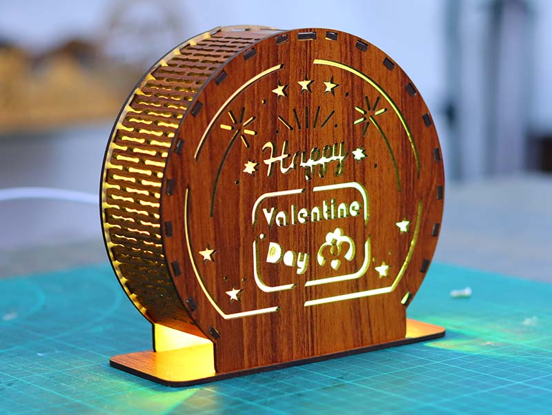 Laser Cut Happy Valentine Day Lamp Table Lamp Night Light Led Lamp 3mm Free DXF File