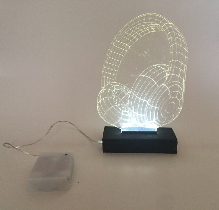 Laser Cut Headphone Night Light Optical Illusion Lamp Xmas Birthday Gift Free Vector File