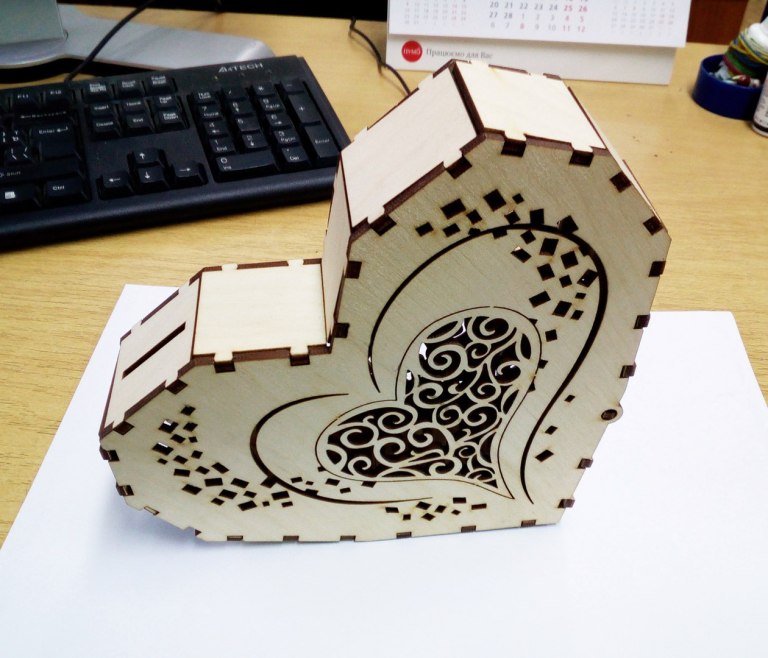 Laser Cut Heart Box Free DXF File