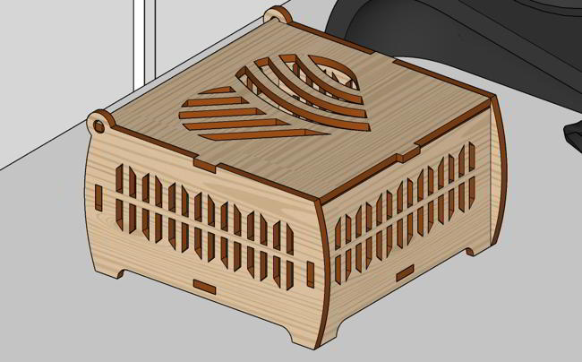 Laser Cut Heart Ornaments Wooden Gift Box Free Vector File
