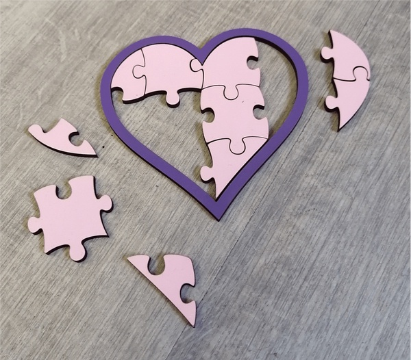 Laser Cut Heart Shaped Jigsaw Puzzle Free Vector File
