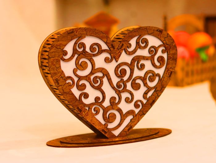 Laser Cut Heart Shaped Lamp 3mm Free Vector File