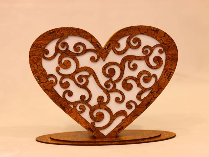 Laser Cut Heart Shaped Lamp 3mm Free DXF File