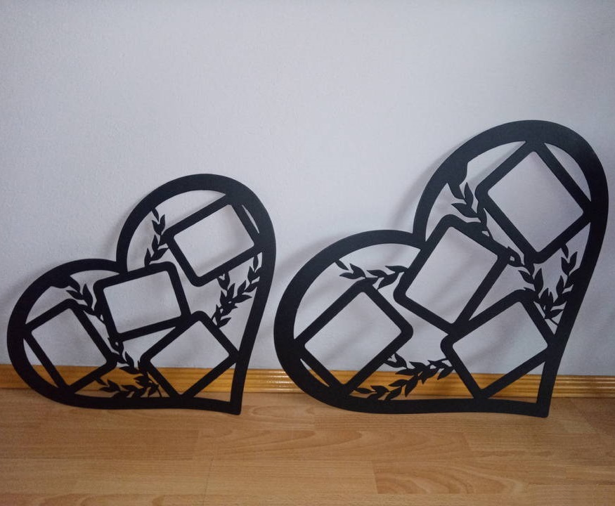 Laser Cut Heart Shaped Multi Picture Frame Hanging Gallery Free DXF File